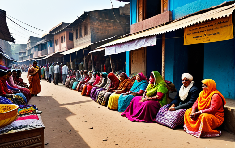 **
"A bustling Indian marketplace scene, showcasing local artisans selling handicrafts and textiles, everyone fully clothed in traditional attire, vibrant colors, safe for work, professional photography, perfect anatomy, correct proportions, modest clothing, family-friendly"
**