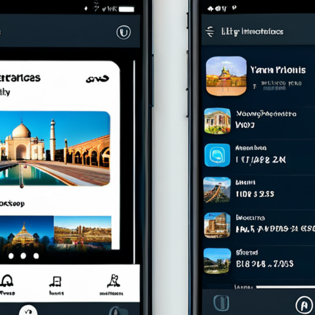 인공지능 기반의 관광 경영 - **AI-Powered Travel App Interface:** A clean and modern smartphone screen displaying a travel app in...