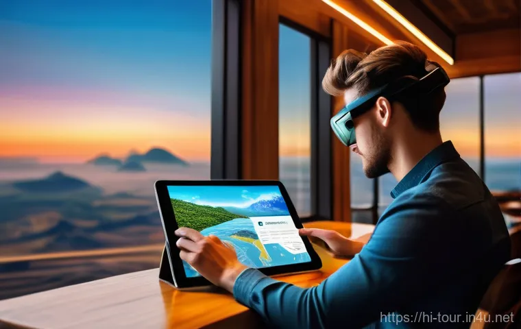 관광 세미나 및 학회 - **Prompt: "A serene, vibrant landscape showcasing sustainable tourism. In the foreground, a female t...