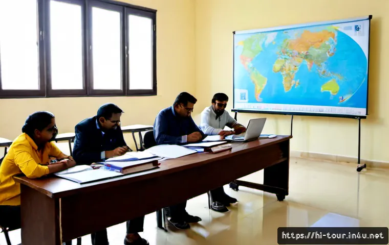 관광학 국제 학술지 - Photorealistic international tourism research conference in a modern university hall, diverse Indian...